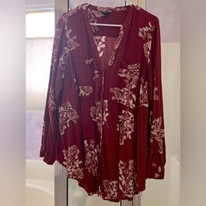 Torrid floral red long sleeve top
